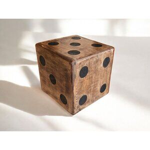 New MCM Brown Big Wood Jumbo Large Dice Six Sided Room Decor Figurine